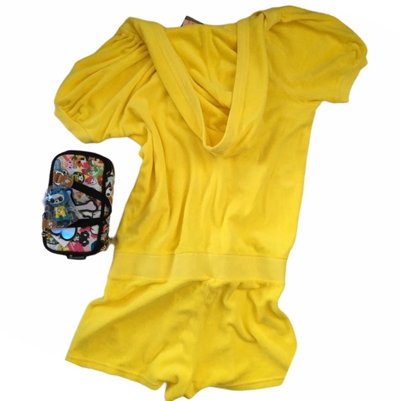 HTF: new Juicy Couture ♚ Terry Puff Sleeve Hoodie Romper ♚ Abby Bright Yellow XL - Picture 5 of 16